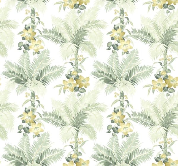 Papel pintado de estampado floral en color verde Grasslands GL21505