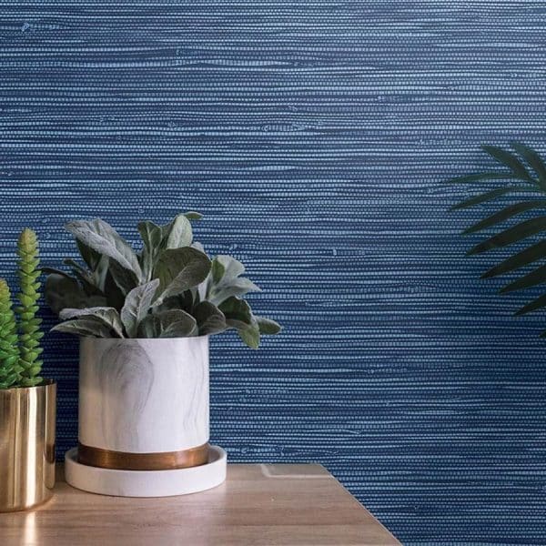 Papel pintado de símil fibras naturales en color azul claro Grasslands GL20322 - Imagen 3