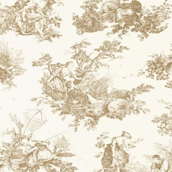 Papel pintado de toile de jouy en color marrón Scene D'ete 87911318