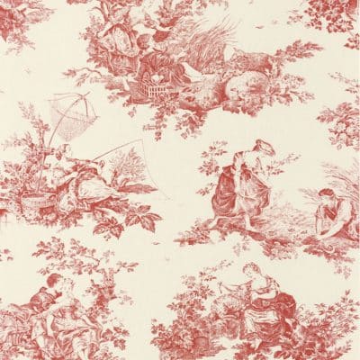 Papel pintado de toile de jouy en color rojo Scene D’ete 87918201