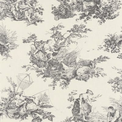 Papel pintado de toile de jouy en color negro Scene D’ete 87919612
