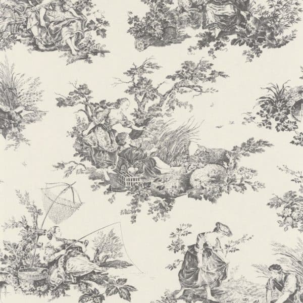 Papel pintado de toile de jouy en color negro Scene D'ete 87919612