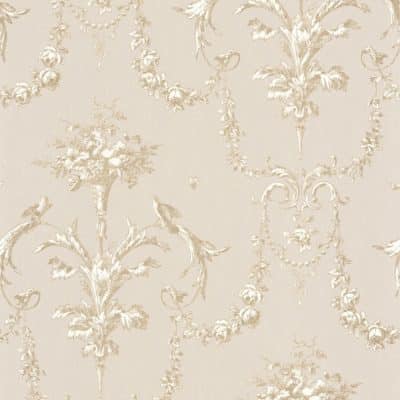 Papel pintado de toile de jouy en color beige Corne D’abondance 87921104