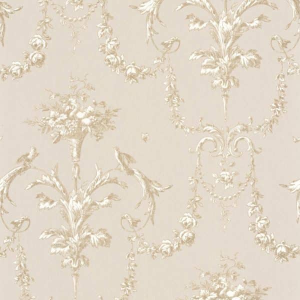Papel pintado de toile de jouy en color beige Corne D'abondance 87921104