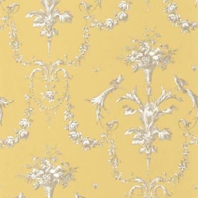 Papel pintado de toile de jouy en color amarillo Corne D’abondance 87922524