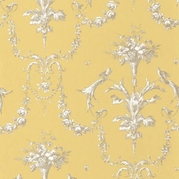 Papel pintado de toile de jouy en color amarillo Corne D'abondance 87922524