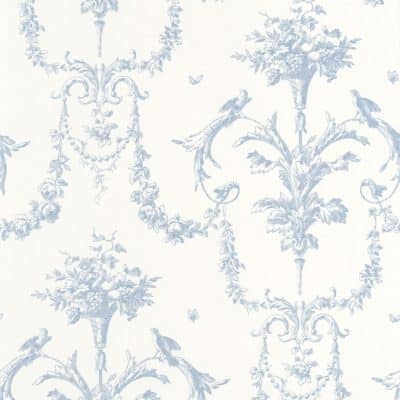 Papel pintado de toile de jouy en color azul Corne D’abondance 87926716