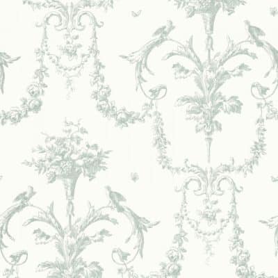 Papel pintado de toile de jouy en color verde Corne D’abondance 87927323