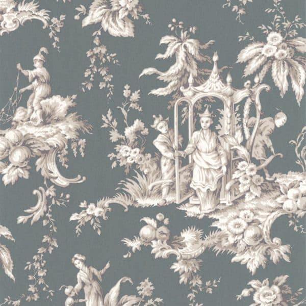 Papel pintado de toile de jouy en color verde Palais de Chine 87937511