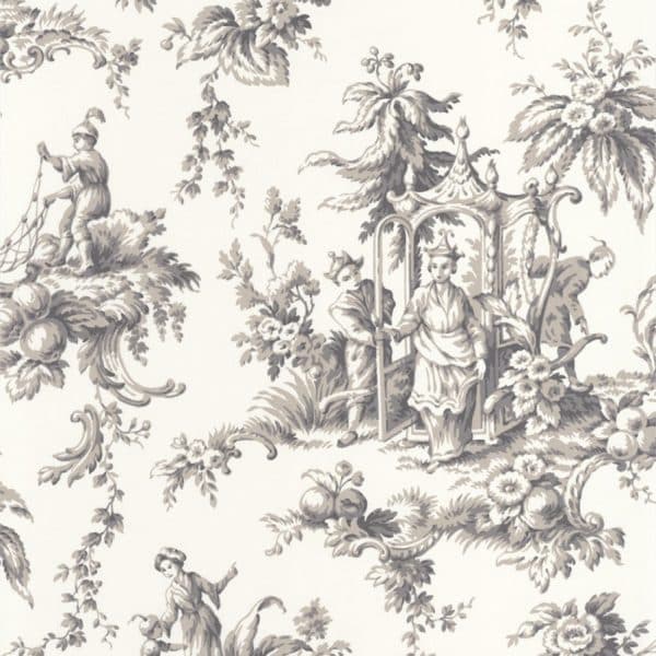 Papel pintado de toile de jouy en color negro Palais de Chine 87939516