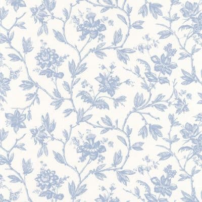 Papel pintado de toile de jouy en color azul Rosa 87966726