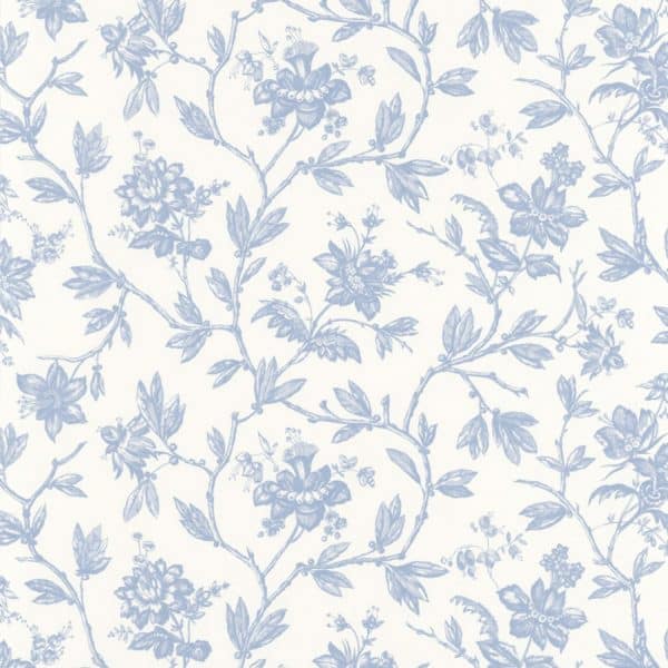 Papel pintado de toile de jouy en color azul Rosa 87966726