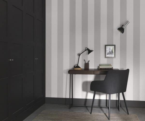 Papel pintado de rayas en color gris y blanco Williamburg Rayure 28460925 - Imagen 3
