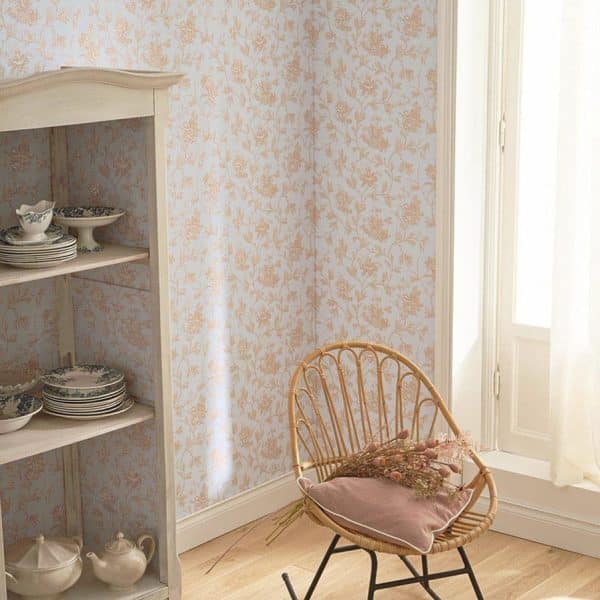 Papel pintado de toile de jouy fondo azul claro  Rosa 87964215 - Imagen 3