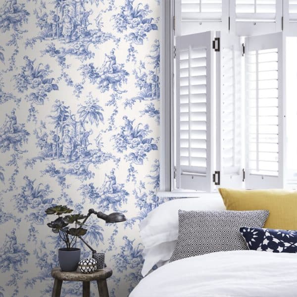 Papel pintado de toile de jouy en color azul Palais de Chine 87936719 - Imagen 4