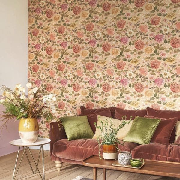 Papel pintado estampado floral multicolor Dahlia 87669568 - Imagen 3
