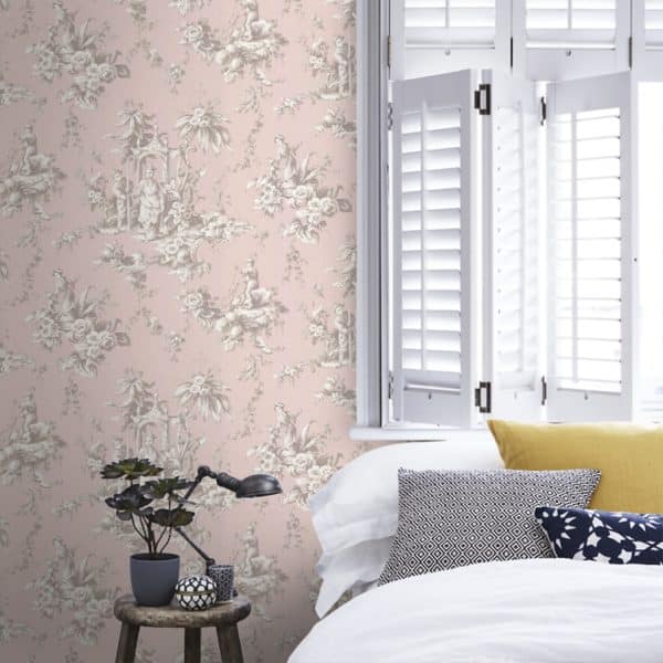 Papel pintado de toile de jouy en color rosa Palais de Chine 87934305 - Imagen 7