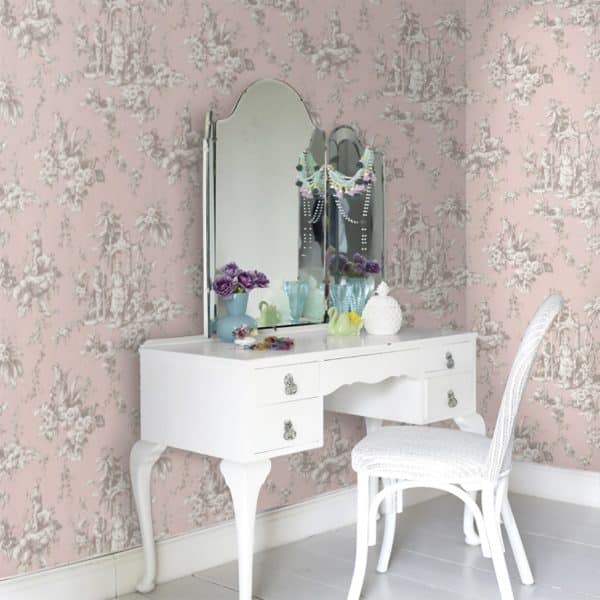 Papel pintado de toile de jouy en color rosa Palais de Chine 87934305 - Imagen 6