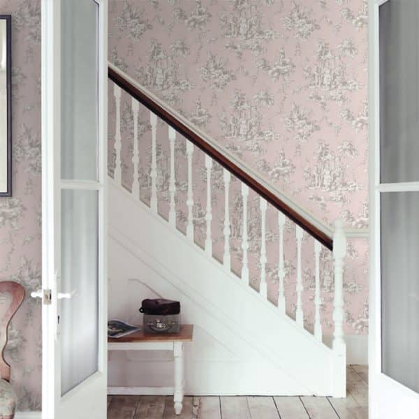 Papel pintado de toile de jouy en color rosa Palais de Chine 87934305 - Imagen 5