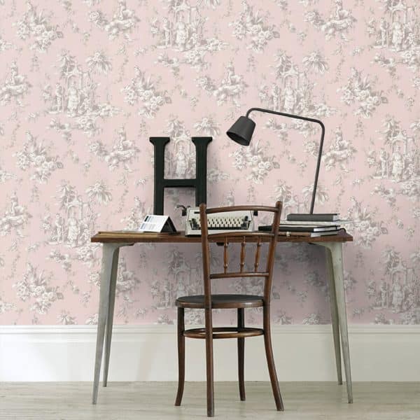 Papel pintado de toile de jouy en color rosa Palais de Chine 87934305 - Imagen 3