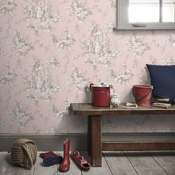 Papel pintado de toile de jouy en color rosa Palais de Chine 87934305 - Imagen 4