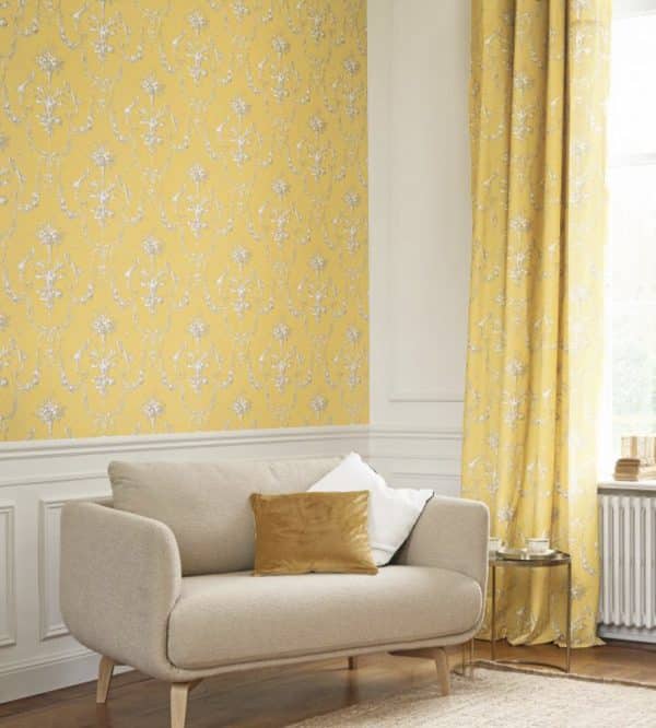 Papel pintado de toile de jouy en color amarillo Corne D'abondance 87922524 - Imagen 4