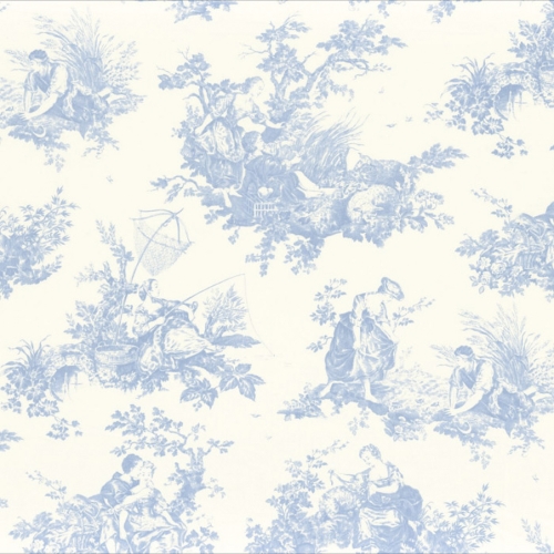 Tela toile de jouy en color azul Scene D’eté 88036217