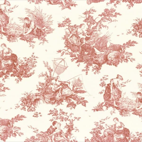 Tela toile de jouy en color rojo Scene D'eté 88038201