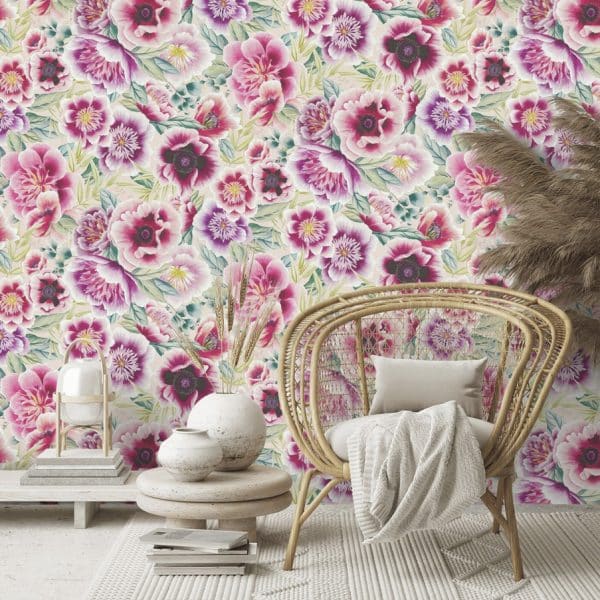 Papel pintado de flores en color rosa Marsha HDHW112902 - Imagen 4