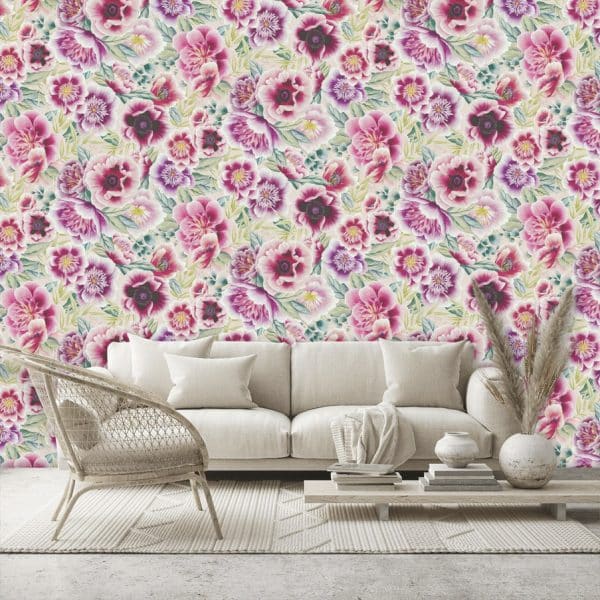 Papel pintado de flores en color rosa Marsha HDHW112902 - Imagen 3