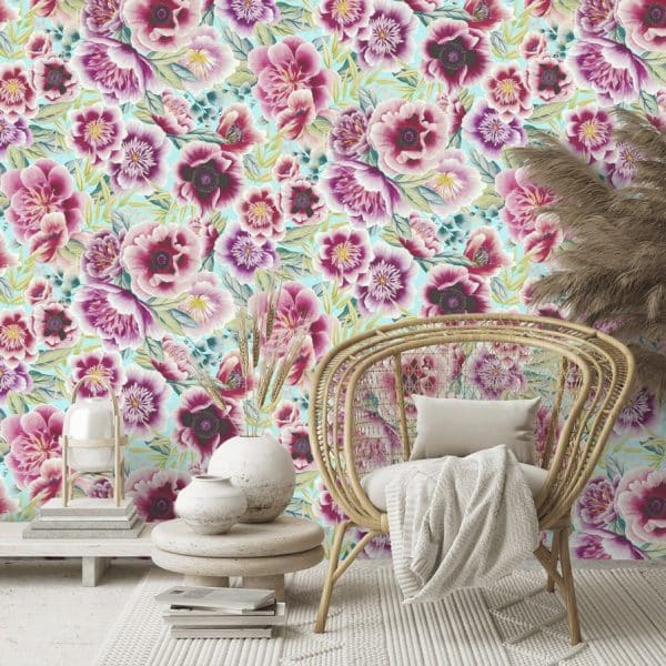 Papel pintado de flores en color rosa Marsha HDHW112903 - Imagen 4