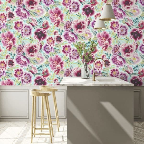 Papel pintado de flores en color rosa Marsha HDHW112903 - Imagen 6