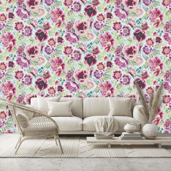Papel pintado de flores en color rosa Marsha HDHW112903 - Imagen 5