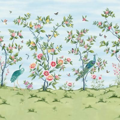 Mural de papel pintado de aves en multicolor Florence HDHW112889