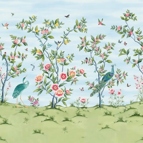 Mural de papel pintado de aves en multicolor Florence HDHW112889