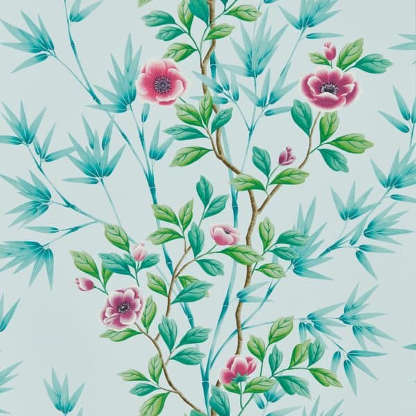 Papel pintado estampado floral en color azul Lady Alford HDHW112901