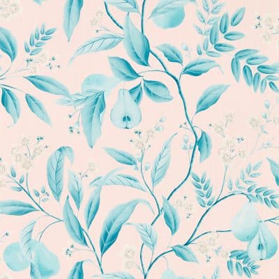 Papel pintado de frutas en color turquesa Marie HDHW112910