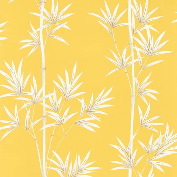 Papel pintado de bambú en color amarillo Isabella HDHW112914