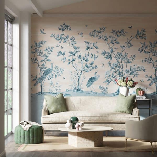 Mural de papel pintado de aves en color azul Florence HDHW112890 - Imagen 3