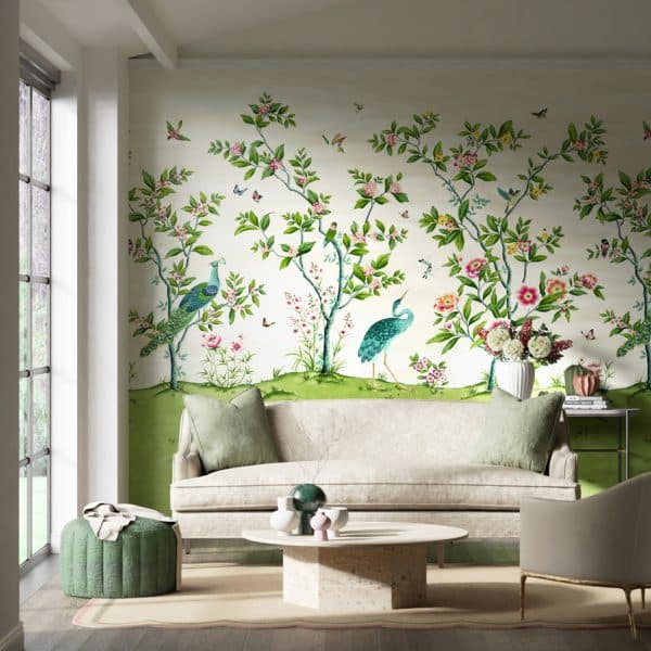 Mural de papel pintado de aves en color verde Florence HDHW112891 - Imagen 4