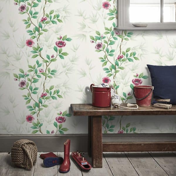 Papel pintado estampado floral en color verde Lady Alford HDHW112899 - Imagen 4