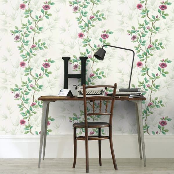 Papel pintado estampado floral en color verde Lady Alford HDHW112899 - Imagen 5