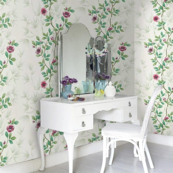 Papel pintado estampado floral en color verde Lady Alford HDHW112899 - Imagen 6