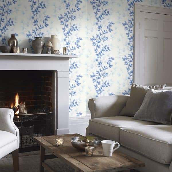 Papel pintado estampado floral en color azul Lady Alford HDHW112898 - Imagen 11