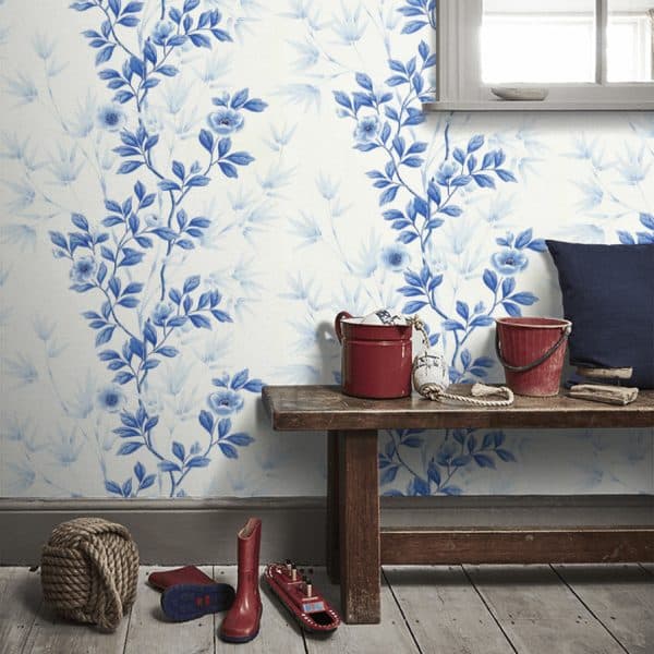 Papel pintado estampado floral en color azul Lady Alford HDHW112898 - Imagen 8