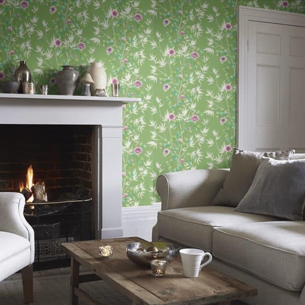 Papel pintado estampado floral en color verde Lady Alford HDHW112900 - Imagen 8