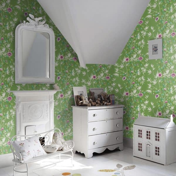 Papel pintado estampado floral en color verde Lady Alford HDHW112900 - Imagen 4