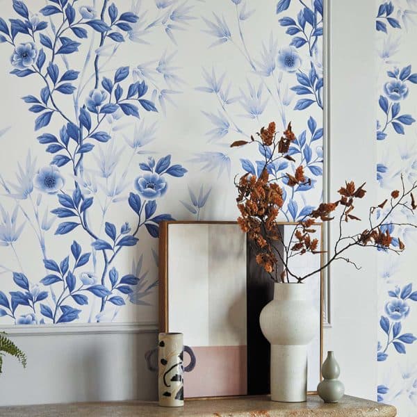 Papel pintado estampado floral en color azul Lady Alford HDHW112898 - Imagen 5