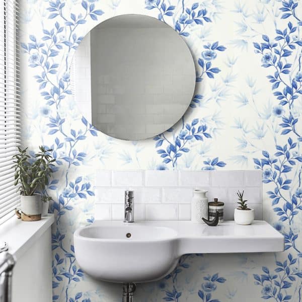 Papel pintado estampado floral en color azul Lady Alford HDHW112898 - Imagen 6