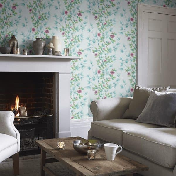 Papel pintado estampado floral en color azul Lady Alford HDHW112901 - Imagen 8